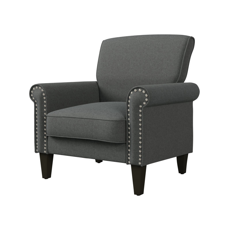 Fauteuil l 34 po Artturi, Polyester noir anthracite et brun clair à motif t