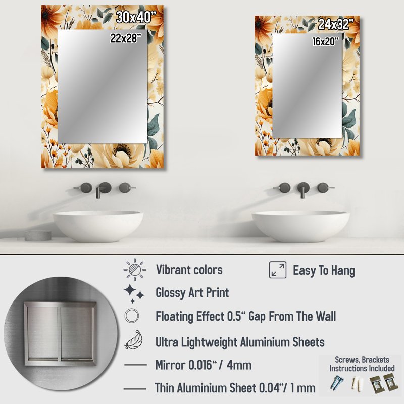 Wheless - Traditional Rectangular Wall Mirror, 40 po x 30 po