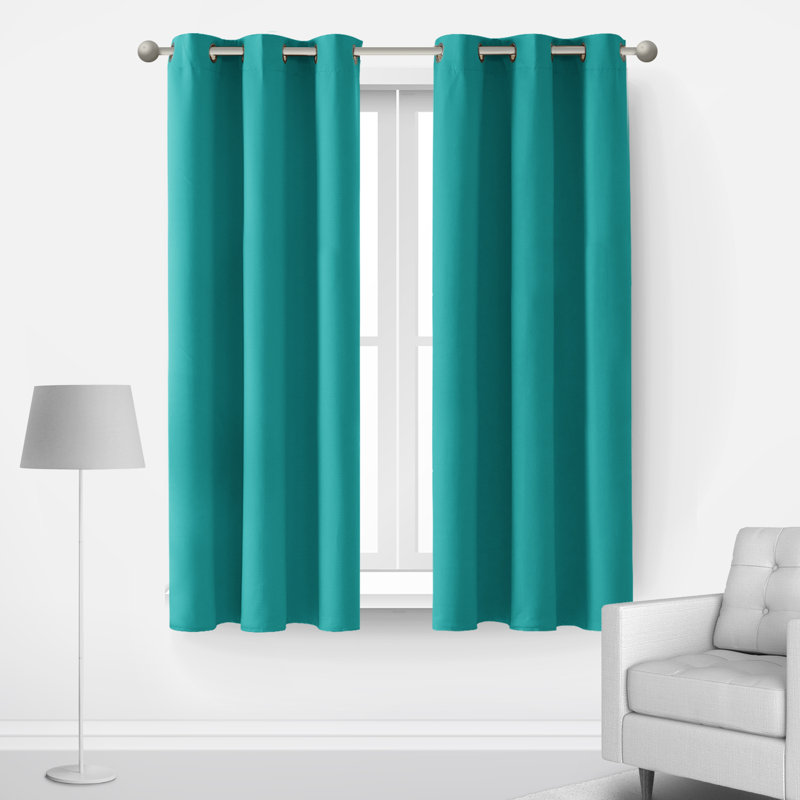 Lompoc Room Darkening Grommet Curtain Panels, Turquoise, 42" W x 45" L