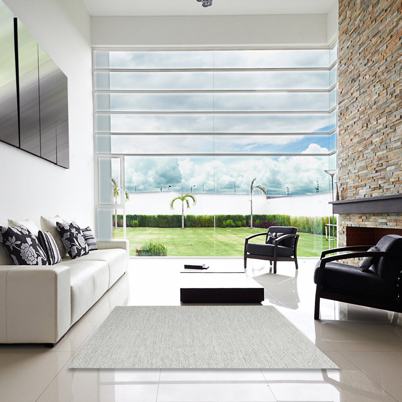 Tapis gris zone contemporaine Hufford, Carré 4 pi