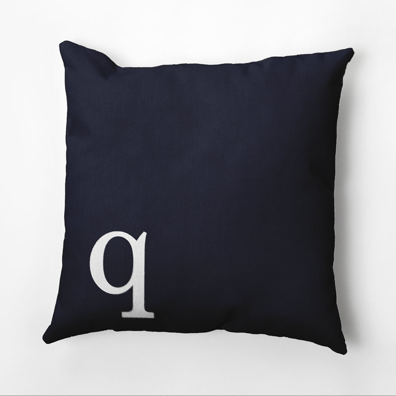 Housse et insert d'oreiller carré, H 18 po x l 18 po x P 2 po, Bleu marine et blanc, Q