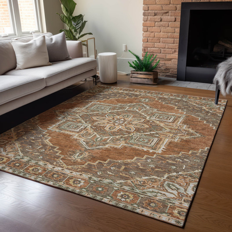 Tapis lavable à la machine intérieur / extérieur ACN2704, Paprika, 9 pi x 12 pi