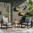 Haven 3-piece Outdoor Sofa Seating Group with Cushions, Dark Gray Patio Conversation Set