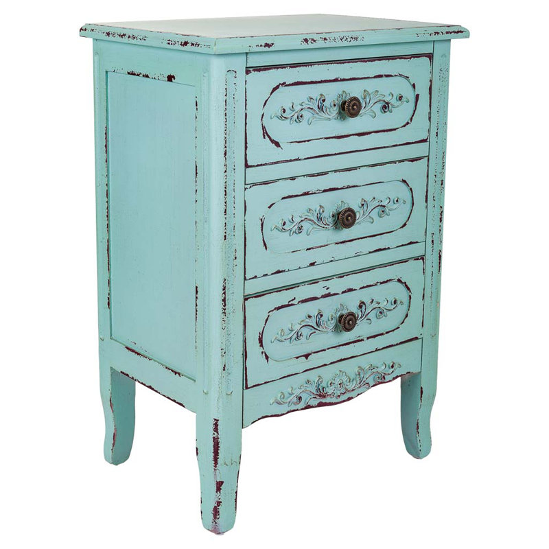 Alleta 46cm W Bedside Table, Antique Blue