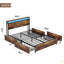 Queen Bed Frame, Storage Headboard With Charging Station, Solid And Stable, Noise Free, No Box Spring Needed, Easy Assembly