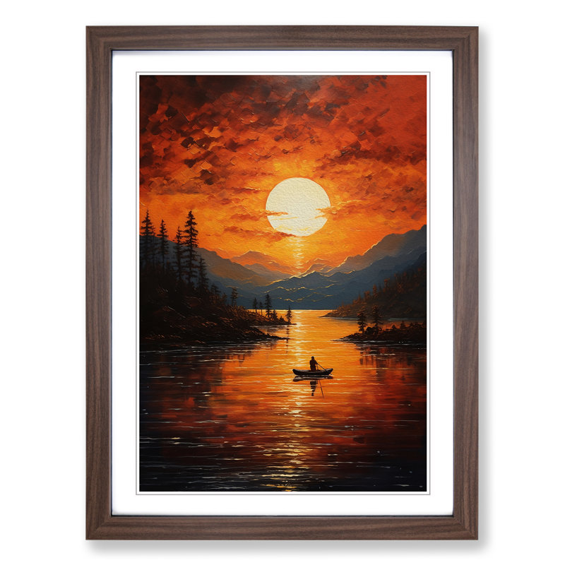 Lake Action No.2 - Framed Print, 34cm H x 25cm W x 2cm D, Walnut
