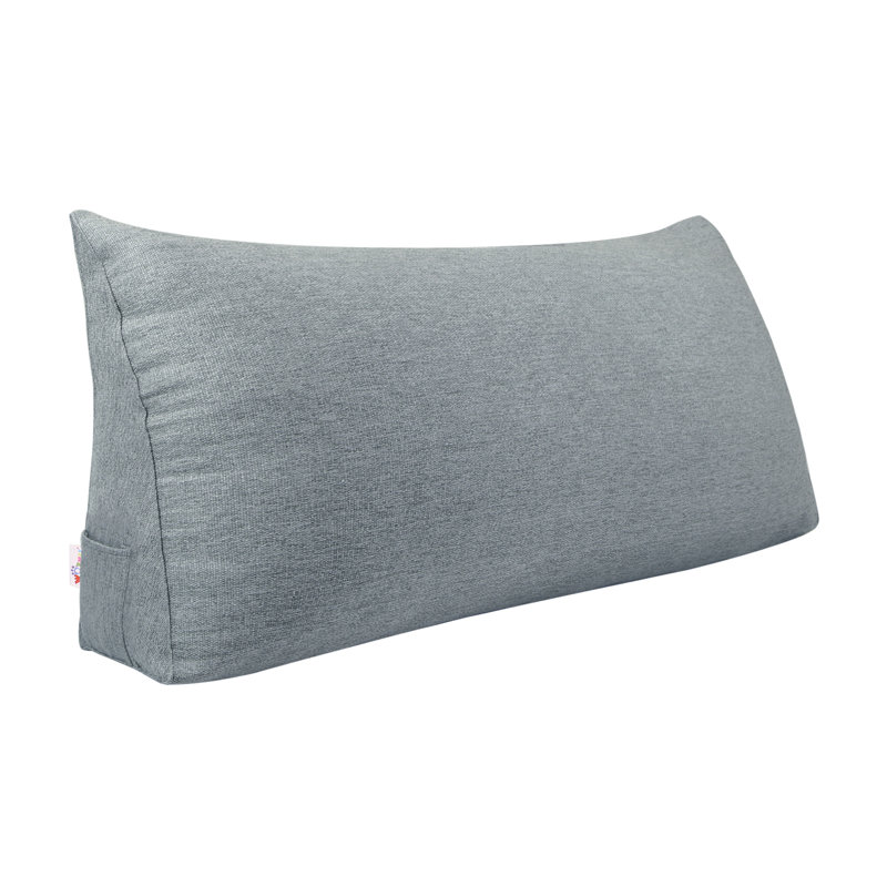Linen-look Textured Triangular Headboard Back Support Wedge Reading Pillow for Bed Rest, 20" x 59"