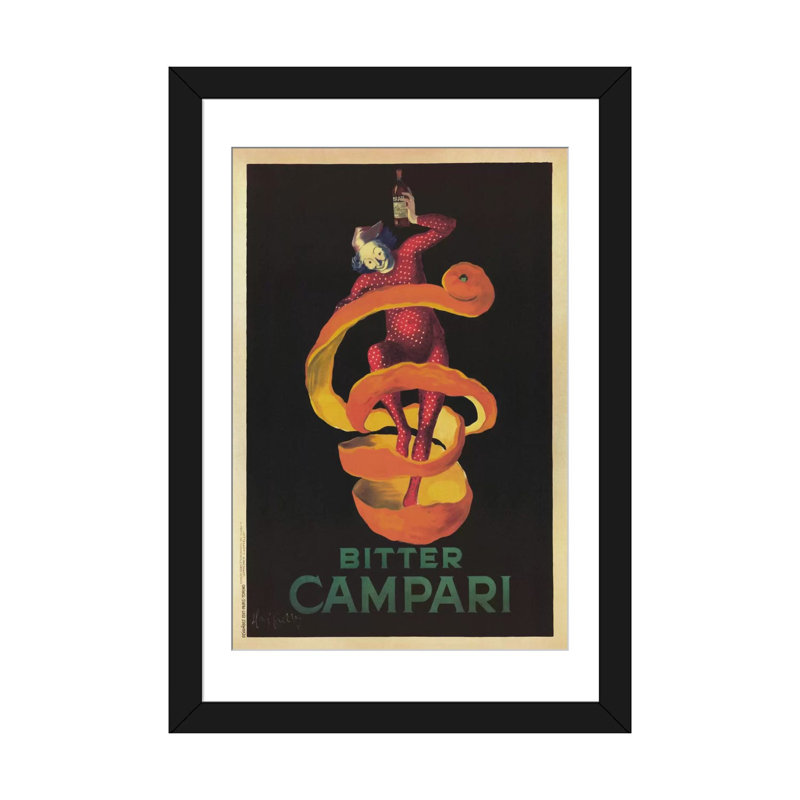 « Bitter Campari (Vintage) » par Leonetto Cappiello, affiche vintage sur toile, Papier d'art encadré noir, Blanc