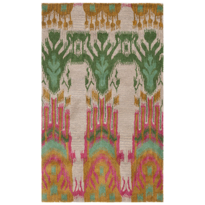 Kline Ikat Hand Tufted Wool Ikat Rug, Rectangle 3' x 5'