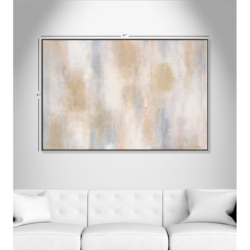 Cassiel Pulsating Shimmer - Floater Frame Painting on Canvas, 41" H x 61" W x 2" D, Silver Framed