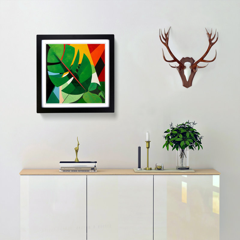 Tropical Leaf Suprematism No.8 - Framed Print, Black
