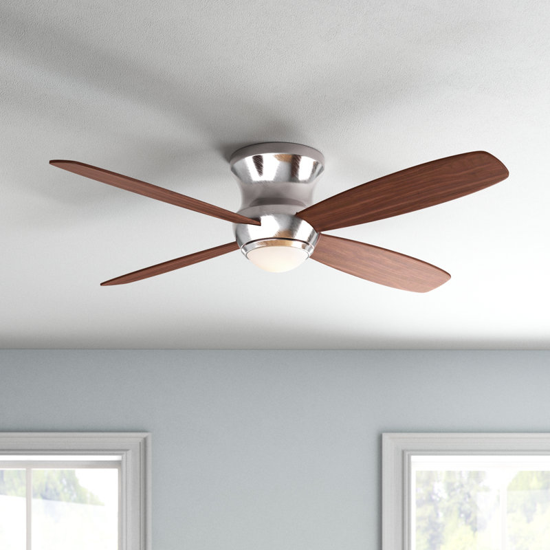 Alecsander 52'' Ceiling Fan with LED Lights, Nickel with Maple/Walnut Blades