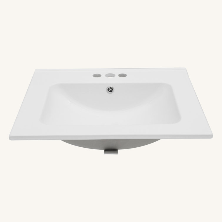 24"X19.7" White Rectangular Single Vanity Top With Overflow(Sink Only)