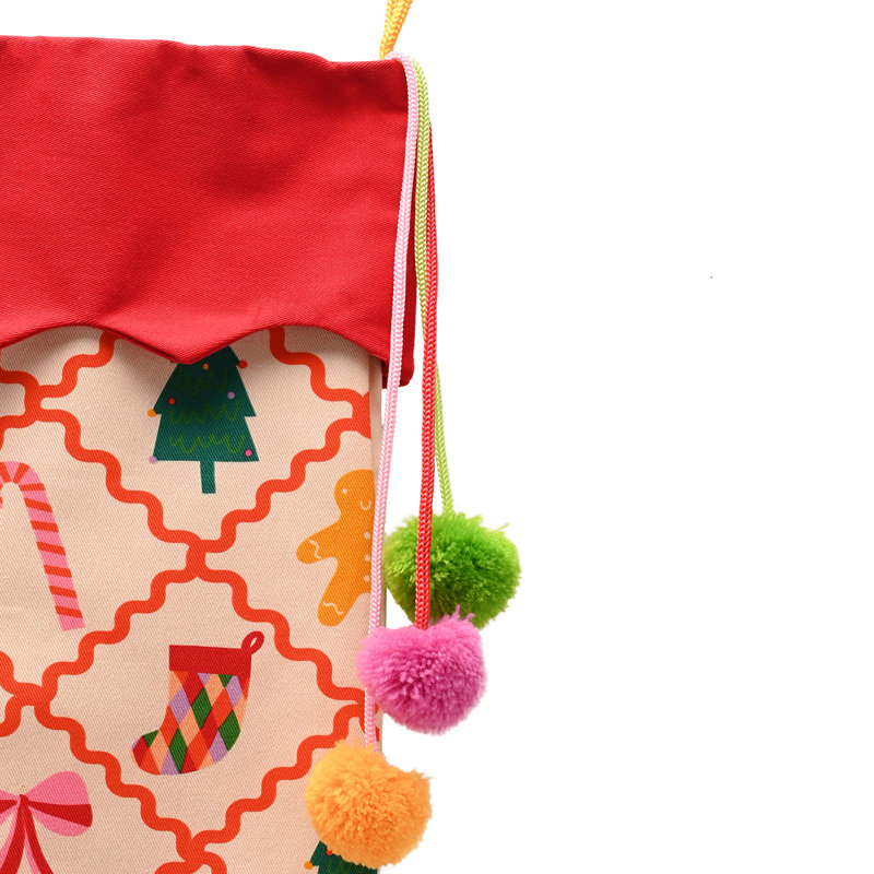  Stocking Checkered Gingerbread Print