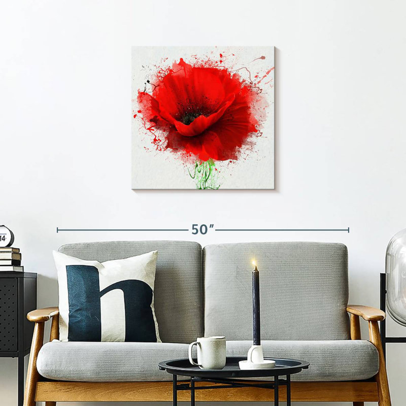 Harnek Red Poppy Splash, 24" H x 24" W