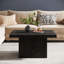 Table basse Mid-Century moderne carrée avec base cannelée - Noir