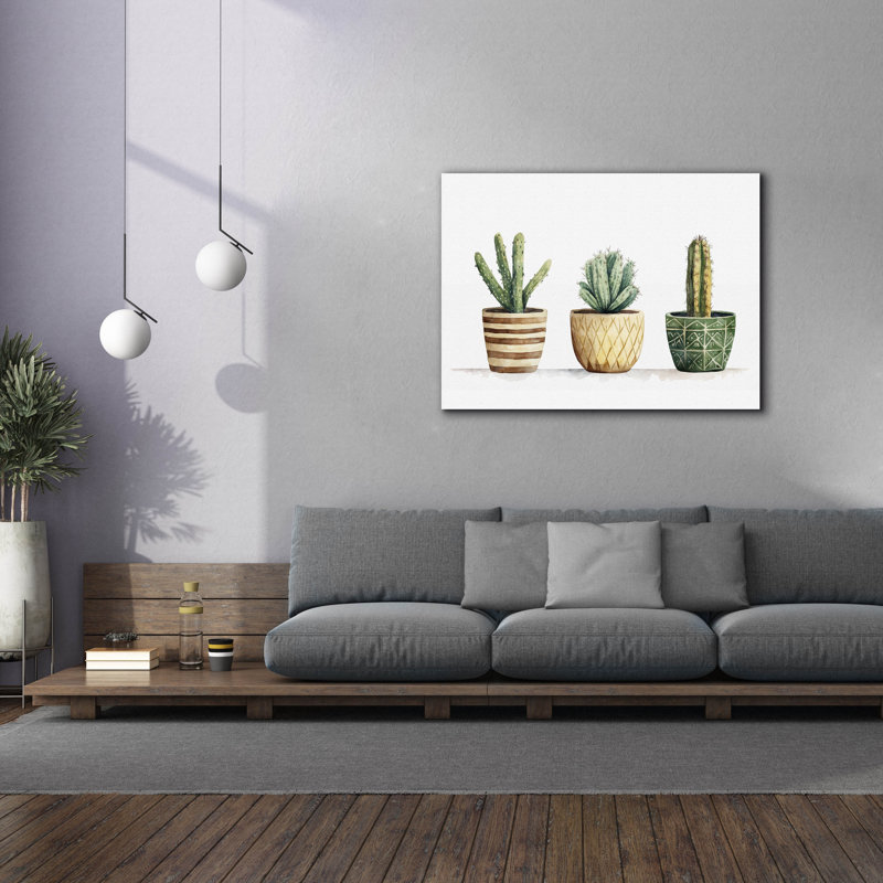 «Cacti In Pots» par Svetlana Aleynikova, art mural sur toile, H 40 po x l 54 po