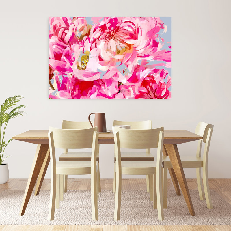 Impression d'art floral abstrait rose, 32" H x 48" W
