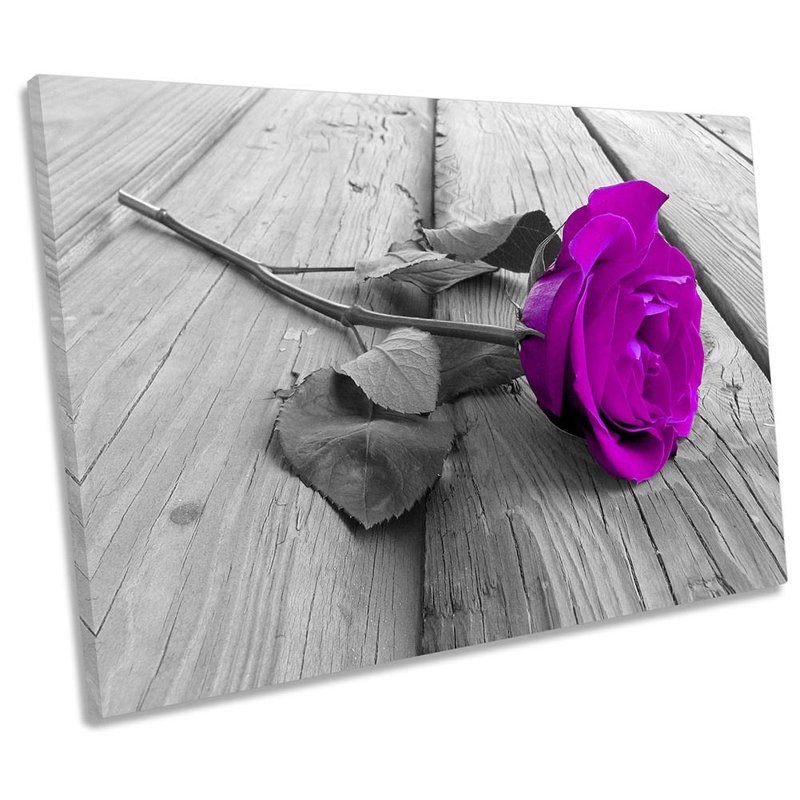 Rose Flower Floral Floorboard - Wrapped Canvas Print, 30.5cm  H x 45.7cm  W