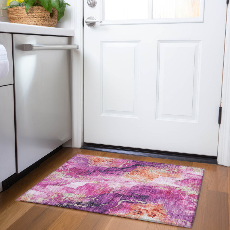 Tapis intérieur / extérieur lavable à la machine Xhevrie, Rectangle 1 pi 8 po x 2 pi 6 po