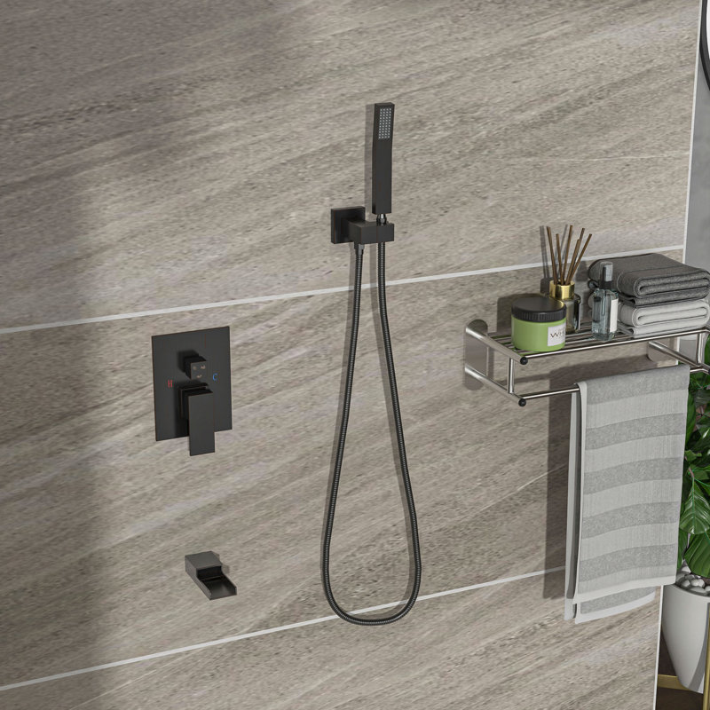 Système de douche avec douchette cascade, système de douche carré mural de 10 po avec valve brute, bronze huilé