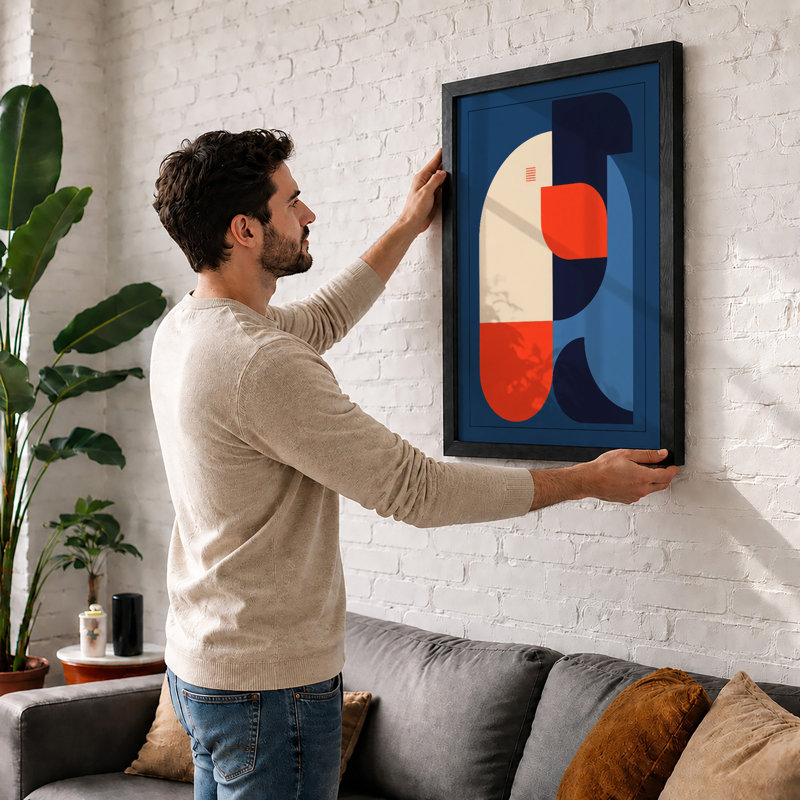 Profile Geometric - Framed Print, A1 - 84.1 x 59.4 cm, White