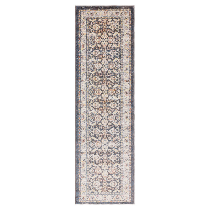 Hupper Farah Machine Woven Grey Area Rug, Rectangle 66 x 240 cm