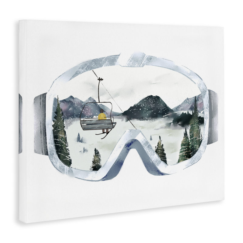 «Ski Mountain Reflection in Sports Goggles Winter Forest», art mural surdimensionné surdimensionné par Ziwei Li