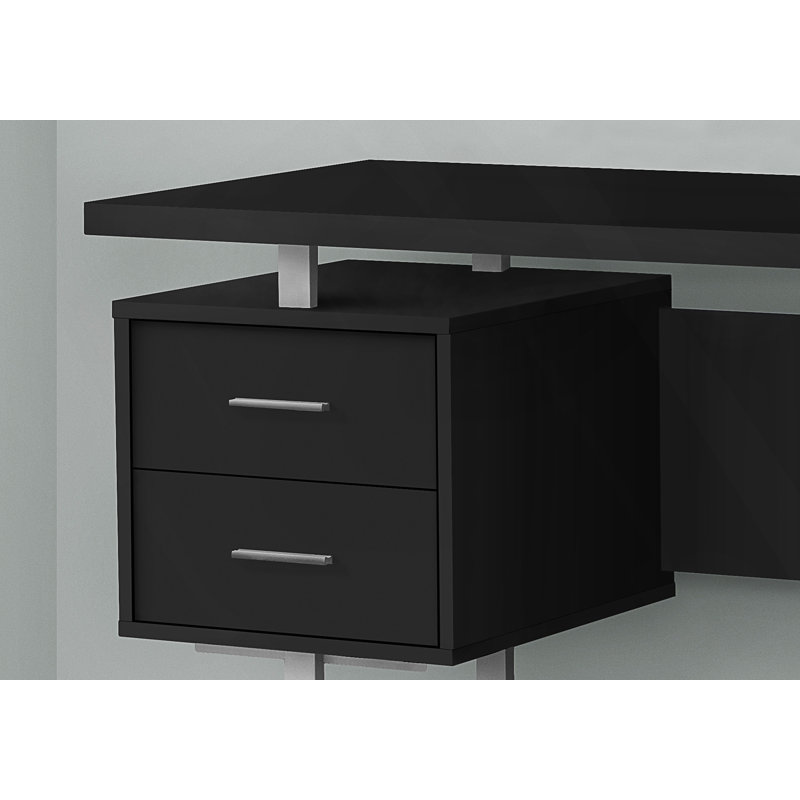 Bureau d'ordinateur réversible de 60 pouces avec tiroirs de rangement pour les espaces de travail modernes., Noir/gris