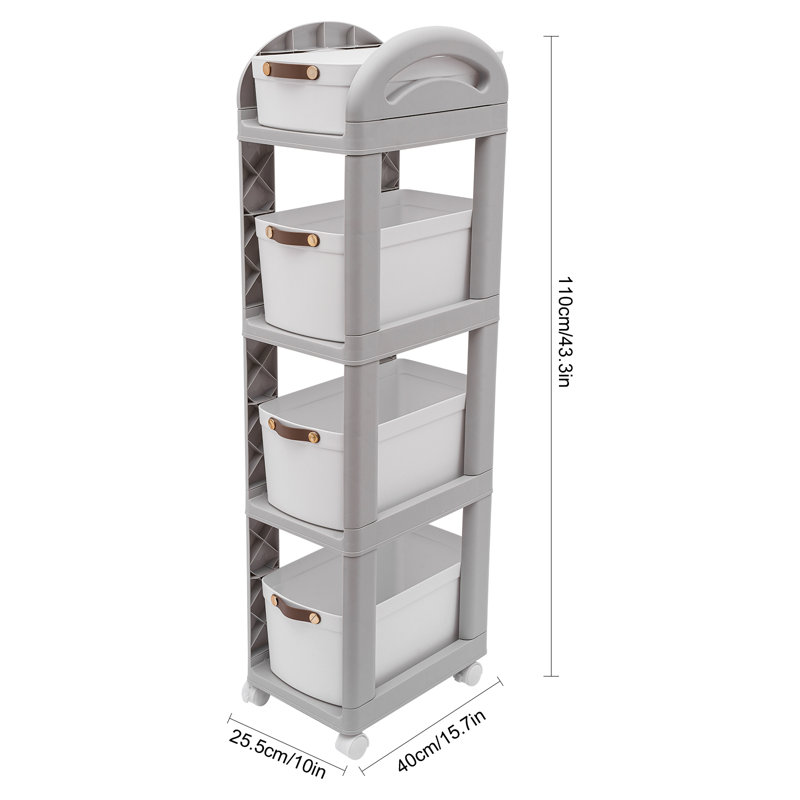  43.3'' H x 10'' W 4 Tier Storage Rack with Wheels