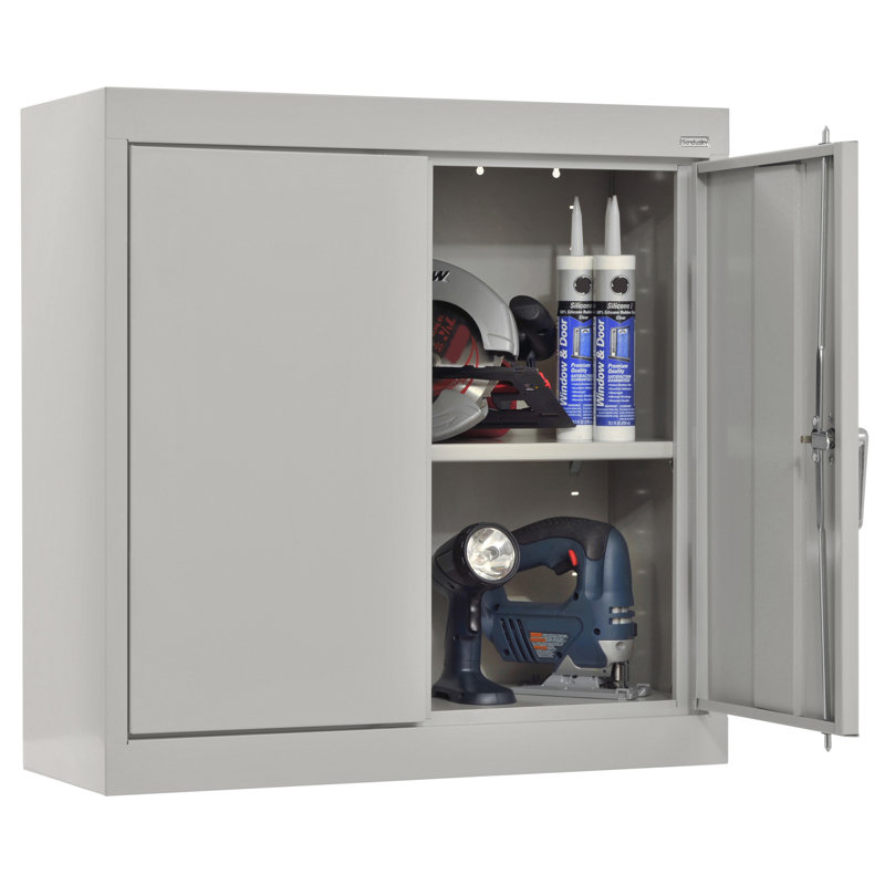 Armoire de rangement simple en acier de calibre 20 (H 26 po x l 30 po x P 12 po), Gris colombe