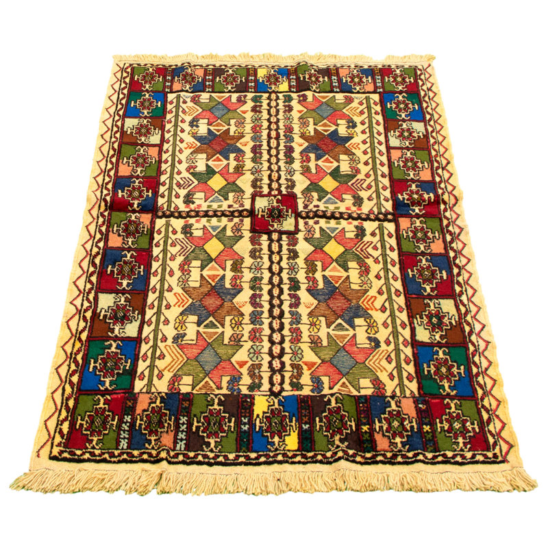 Tapis ivoire en laine noué à la main