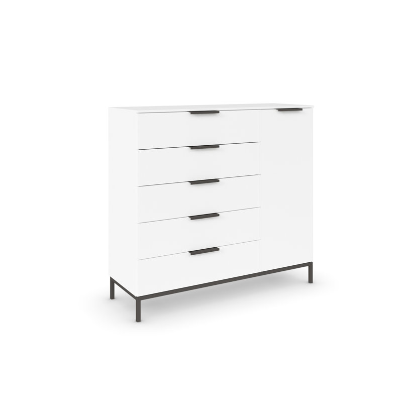 Flipp 5 - Drawer Chest of Drawers, Alpine White/Chrome
