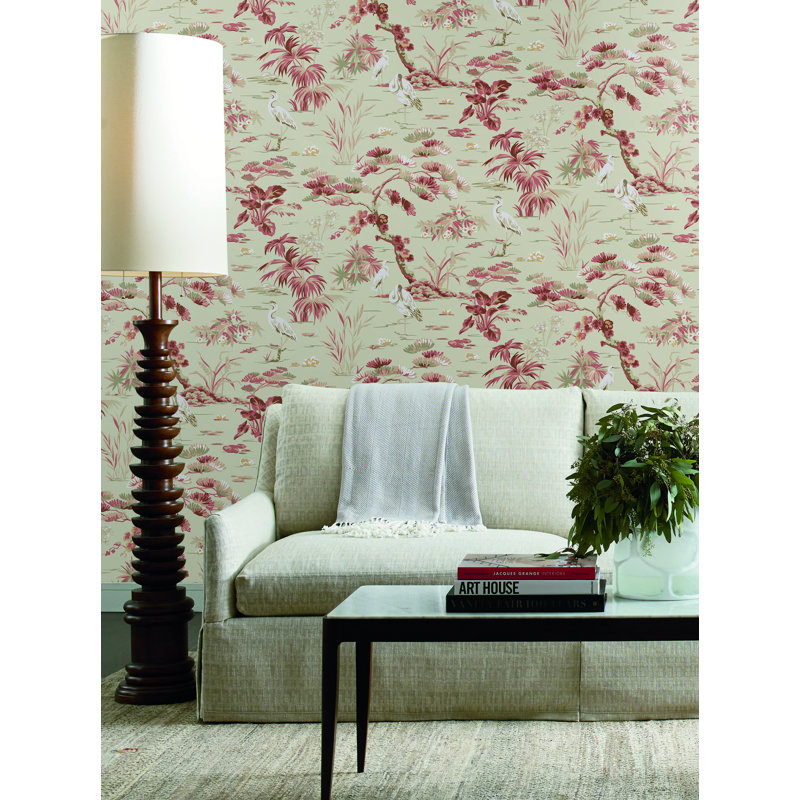 Bridgewater Floral Wallpaper Double Roll by Ronald Redding, Coral