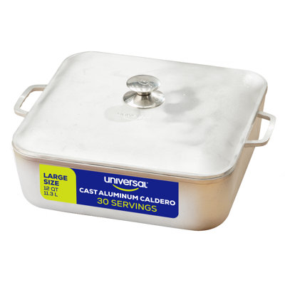 Universal Square Caldero with Lid, Cast Aluminum Dutch Oven Stock Pot, 42-Serving Heavy-Duty Cooking Pot for Rice, Beans, Soups, Stews, Catering, Restaurants & Large Family Meals