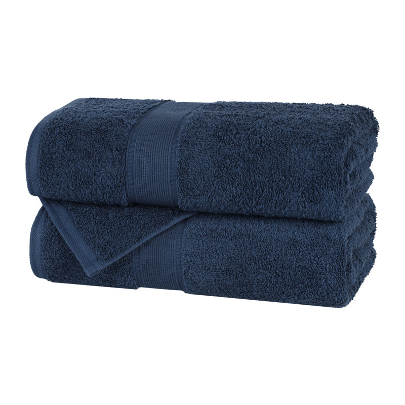 Blue Nile Mills Pure Earth Organic Cotton Oversized Towels, Bath Sheets Set Of 2, Navy Blue
