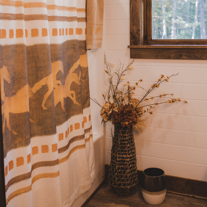 72" Earth Tone Fabric Shower Curtain with Running Horses