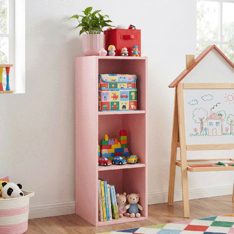 Bomeda 3-Tier Bookshelf Open Shelf Bookcase, Pink, (3 Shelves) 31.5"H x 9.61"W x 9.37"D, Pink