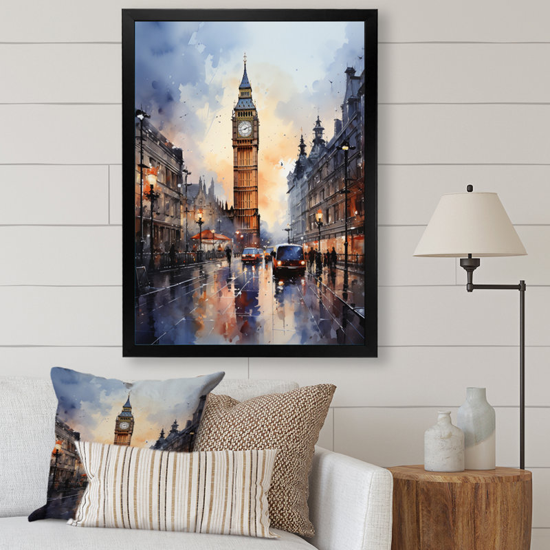 Angleterre, paysage urbain, paysage urbain, V, paysage urbain, salon, L 12 po x H 20 po, Cadre photo noir