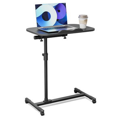 Rolling Laptop Desk, Adjustable Standing Mobile Laptop Cart With Wheels, Sit-Stand Table For Home Office