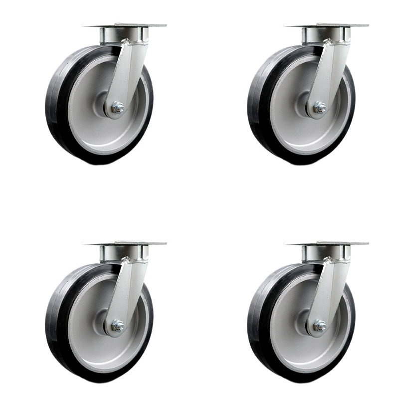 Kingpinless Rubber on Aluminum Swivel Caster