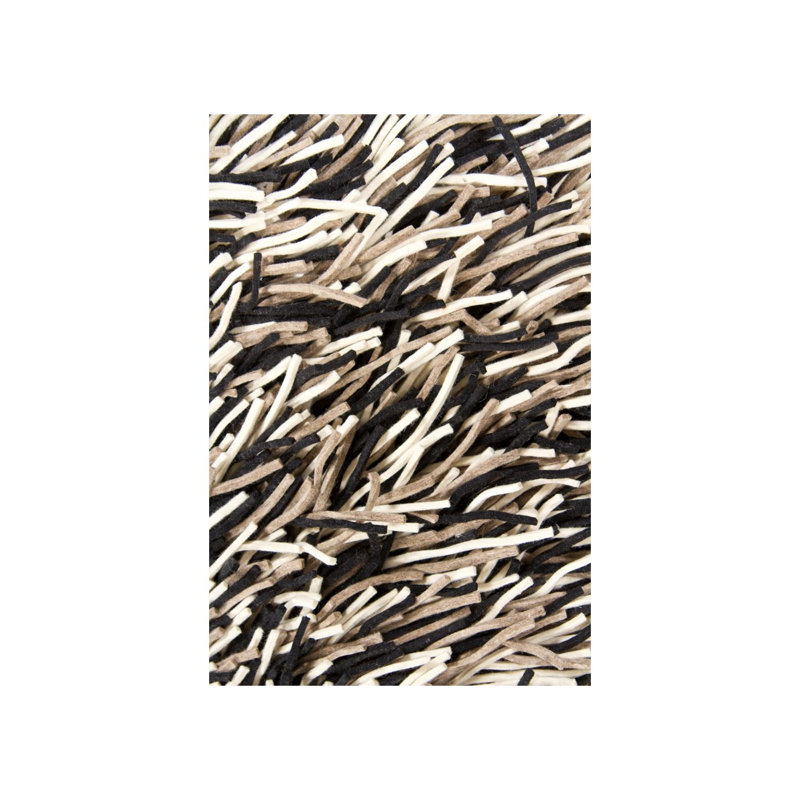 Tapis noir, brun et crème en laine tissé à la main Cyrah, Rectangulaire 9 pi x 13 pi
