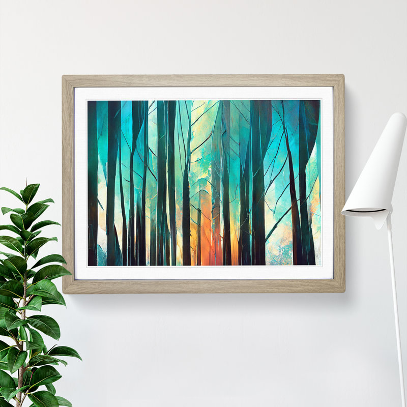 Forest Abstract Vol.3 1 Piece Single Picture Frame Wall Art, 46cm H x 64cm W x 2cm D, Oak Framed