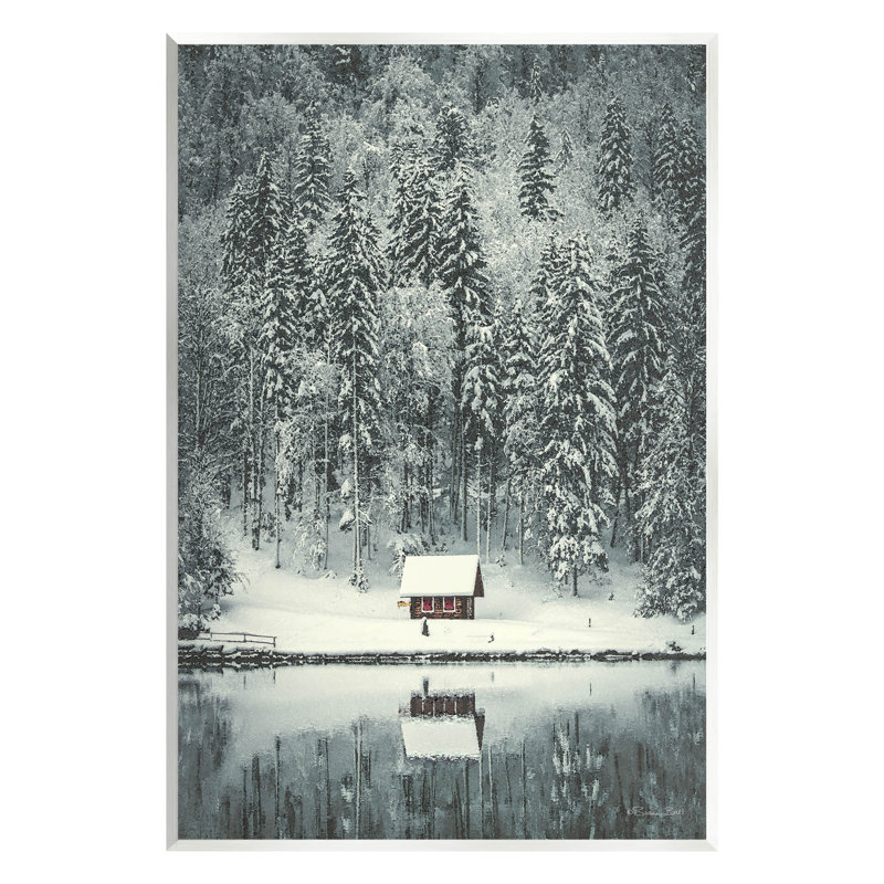 «Snowy Woodland Hut», art de la giclée par Susan Ball, H 19 po x l 13 po x P 0,5 po, Bois