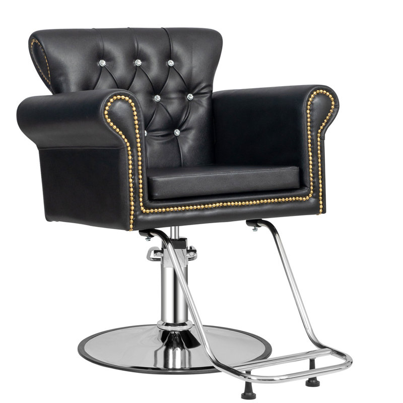 Fauteuil de coiffeur à large assise noir