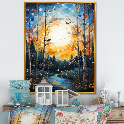«Forest Silent Symphony Pointillism III» - Décoration murale paysage et nature
