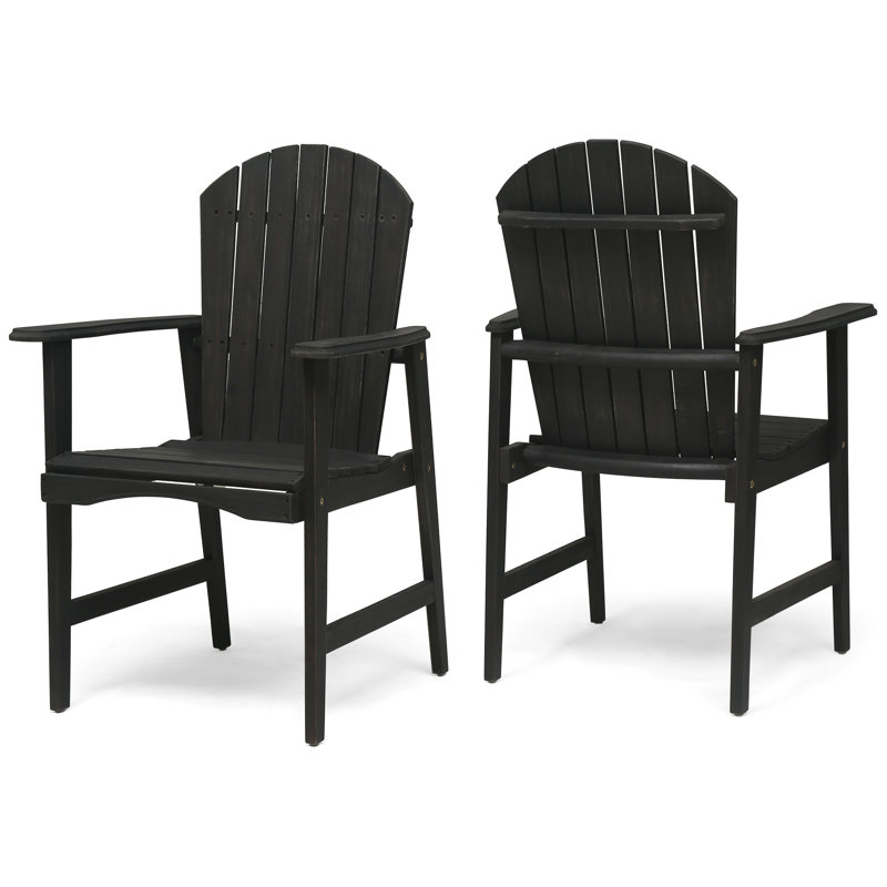 Chaises de salle à manger en bois de 2, gris foncé - pour la durabilité extérieure et le style 2 po pour la cour, Gris foncé
