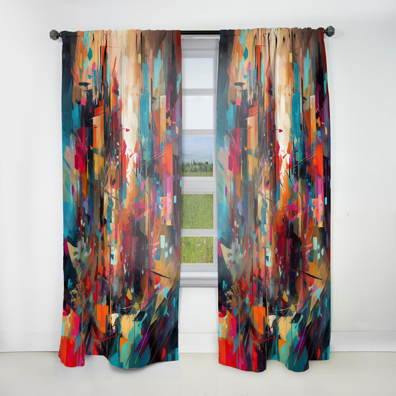 Exploring Abstracted Tranquility II - Modern Curtain - Velvet Room Darkening - 1 panel, 52" W x 108" L
