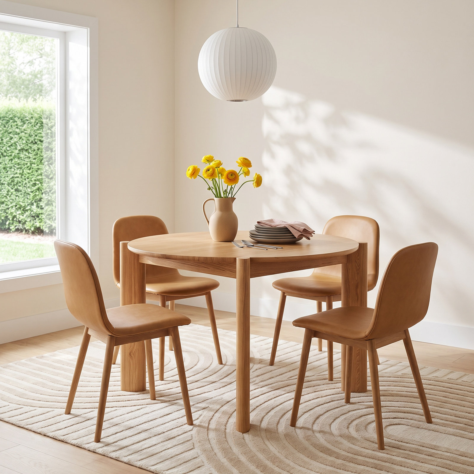 Bancroft 47'' Round Dining Table, White Oak