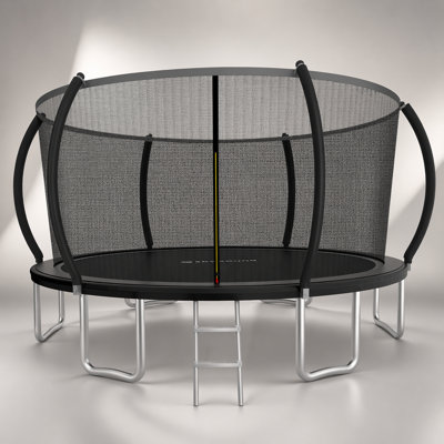 Trampoline en forme de citrouille de 14 pi avec stabilité et sécurité accrues pour un plaisir en famille, résistant aux intempéries et durable
